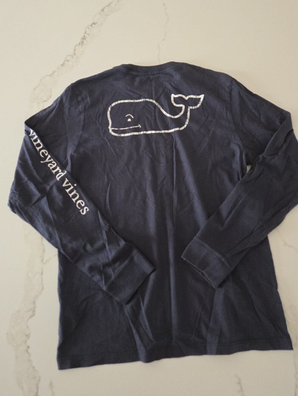 Vineyard Vines Kids Long-Sleeve Whale Tee in Navy